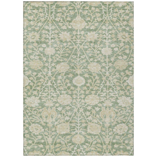 Sonnet Green Washable Indoor-Outdoor Rug-Outdoor Rugs-LOOMLAN Rugs-2'6" x 3'10"-LOOMLAN