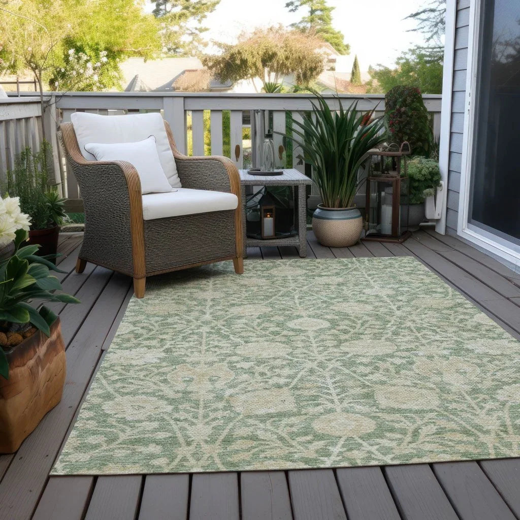 Sonnet Green Washable Indoor-Outdoor Rug-Outdoor Rugs-LOOMLAN Rugs-LOOMLAN