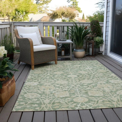 Sonnet Green Washable Indoor-Outdoor Rug-Outdoor Rugs-LOOMLAN Rugs-LOOMLAN