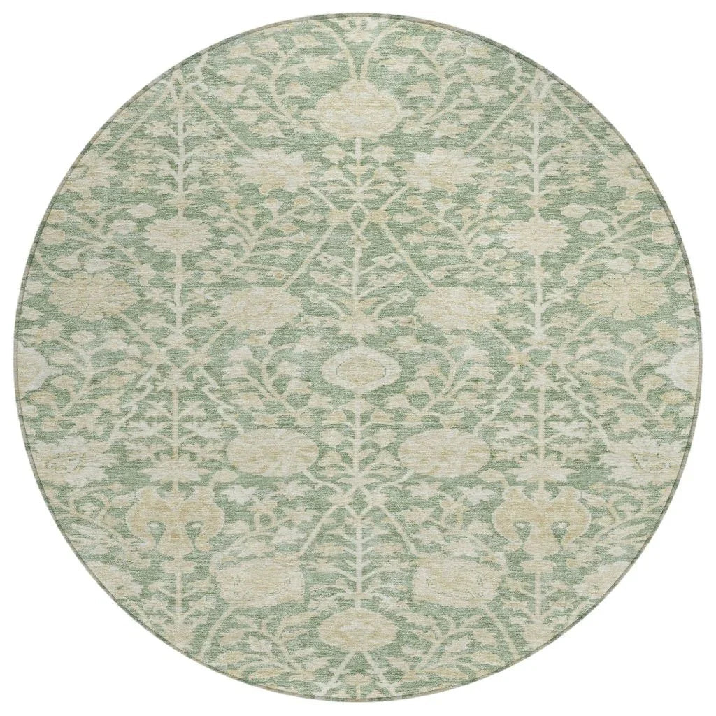 Sonnet Green Washable Indoor-Outdoor Rug-Outdoor Rugs-LOOMLAN Rugs-8' x 8'-LOOMLAN