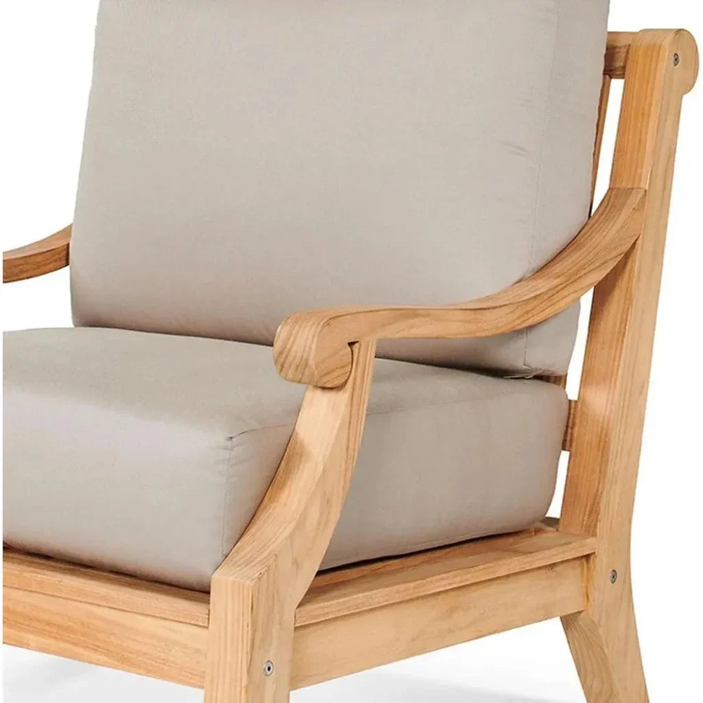 Sonoma Teak Deep Outdoor Club Chair Sunbrella Cushion-Outdoor Accent Chairs-HiTeak-LOOMLAN