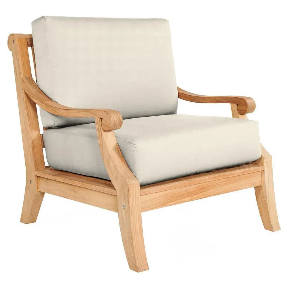 Sonoma Teak Deep Outdoor Club Chair Sunbrella Cushion-Outdoor Accent Chairs-HiTeak-Canvas-LOOMLAN