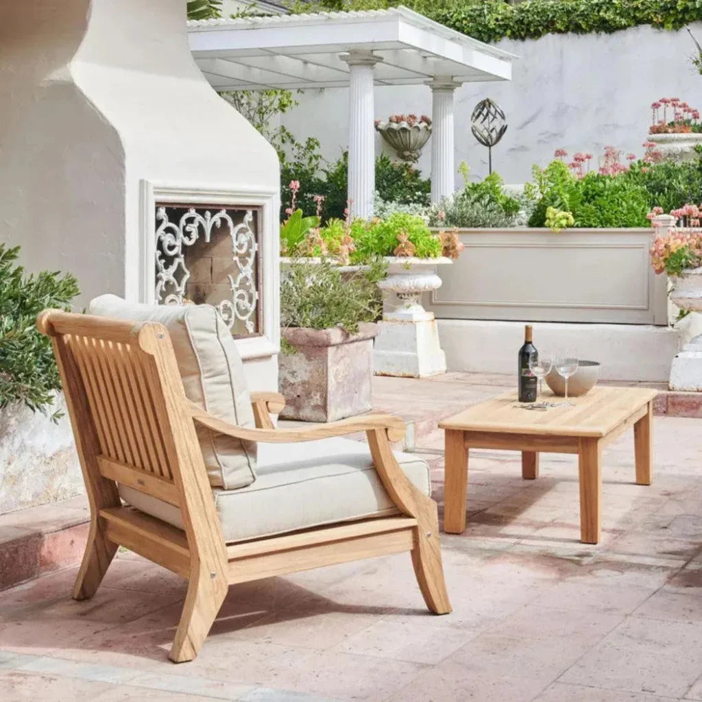 Sonoma Teak Deep Outdoor Club Chair Sunbrella Cushion-Outdoor Accent Chairs-HiTeak-LOOMLAN