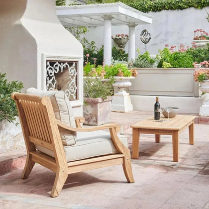 Sonoma Teak Deep Outdoor Club Chair Sunbrella Cushion-Outdoor Accent Chairs-HiTeak-LOOMLAN