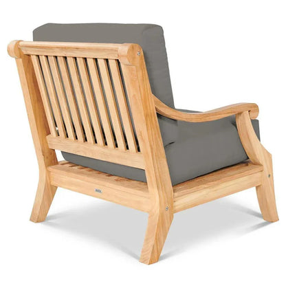 Sonoma Teak Deep Outdoor Club Chair Sunbrella Cushion-Outdoor Accent Chairs-HiTeak-LOOMLAN