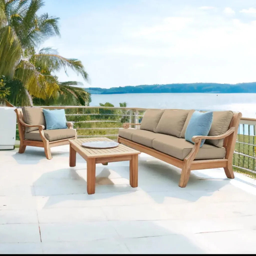 Sonoma Teak Deep Outdoor Couch Sunbrella Cushions - LOOMLAN - HiTeak - Outdoor Sofas & Loveseats