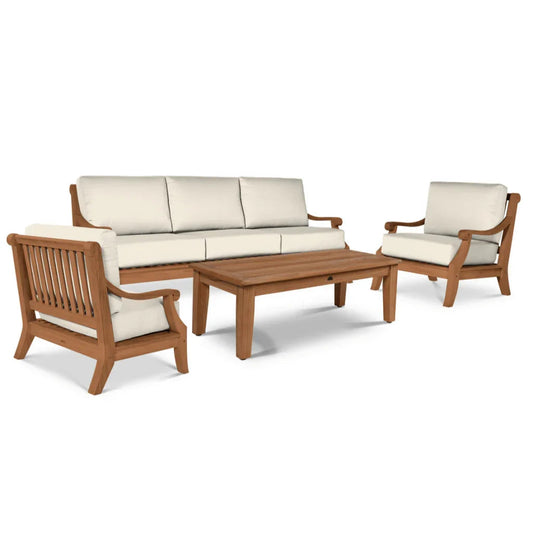 Sonoma Teak Patio Deep Sofa Set with Sunbrella 4PC - LOOMLAN - HiTeak - Outdoor Sofas & Loveseats