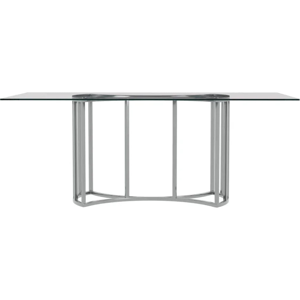 Sophia Chrome & Glass Silver Rectangular Dining Table-Dining Tables-Bassett Mirror-LOOMLAN