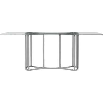 Sophia Chrome & Glass Silver Rectangular Dining Table-Dining Tables-Bassett Mirror-LOOMLAN
