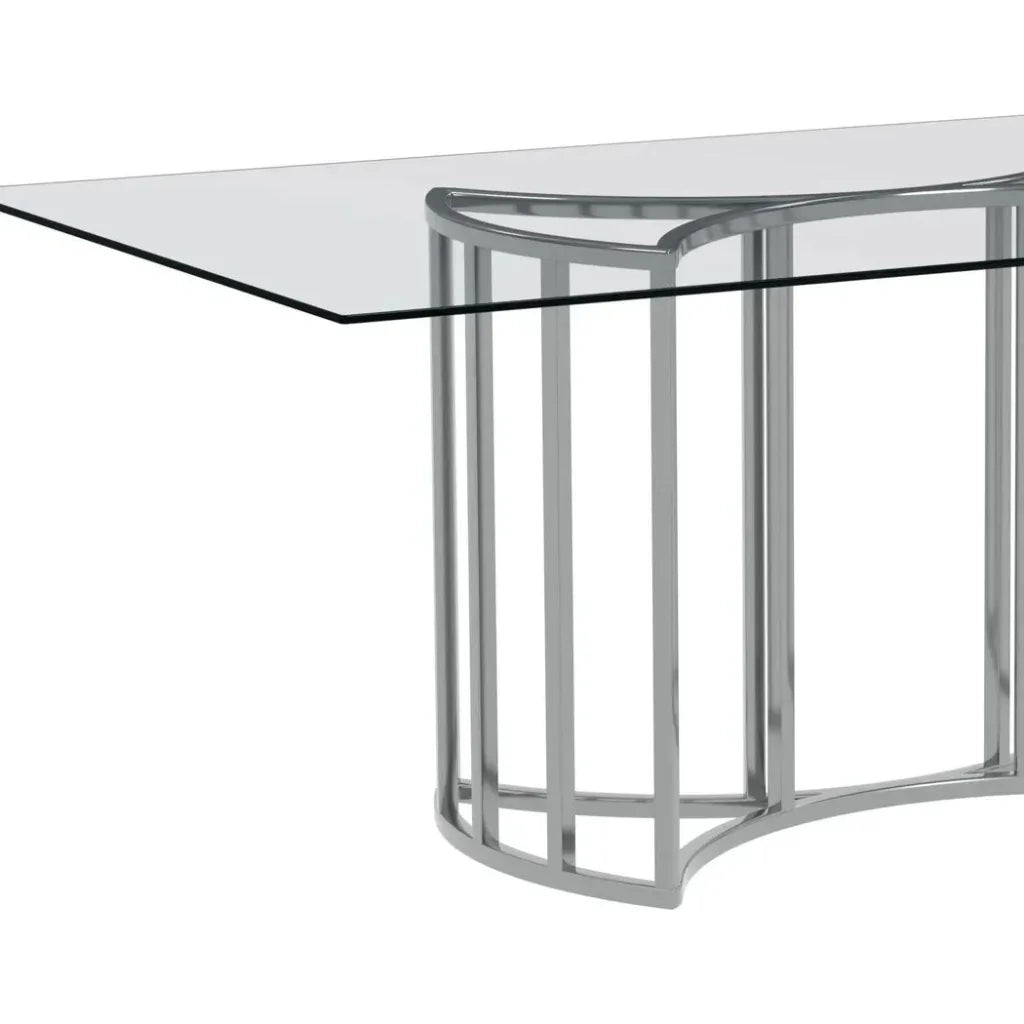 Sophia Chrome & Glass Silver Rectangular Dining Table-Dining Tables-Bassett Mirror-LOOMLAN