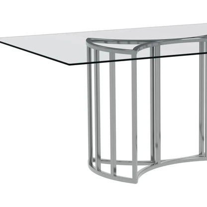 Sophia Chrome & Glass Silver Rectangular Dining Table-Dining Tables-Bassett Mirror-LOOMLAN