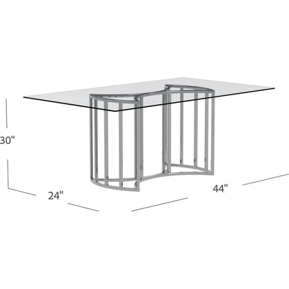 Sophia Chrome & Glass Silver Rectangular Dining Table-Dining Tables-Bassett Mirror-LOOMLAN