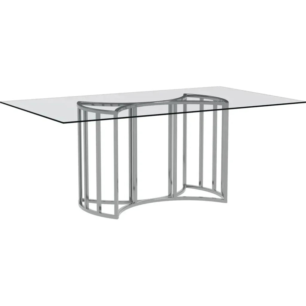 Sophia Chrome & Glass Silver Rectangular Dining Table-Dining Tables-Bassett Mirror-LOOMLAN