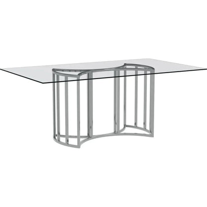 Sophia Chrome & Glass Silver Rectangular Dining Table-Dining Tables-Bassett Mirror-LOOMLAN