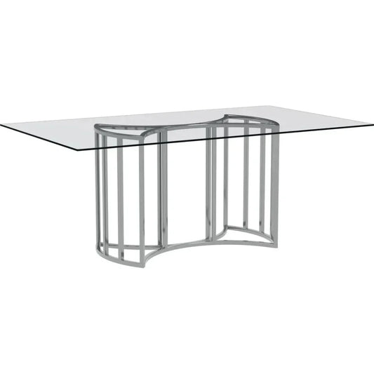 Sophia Chrome & Glass Silver Rectangular Dining Table-Dining Tables-Bassett Mirror-LOOMLAN