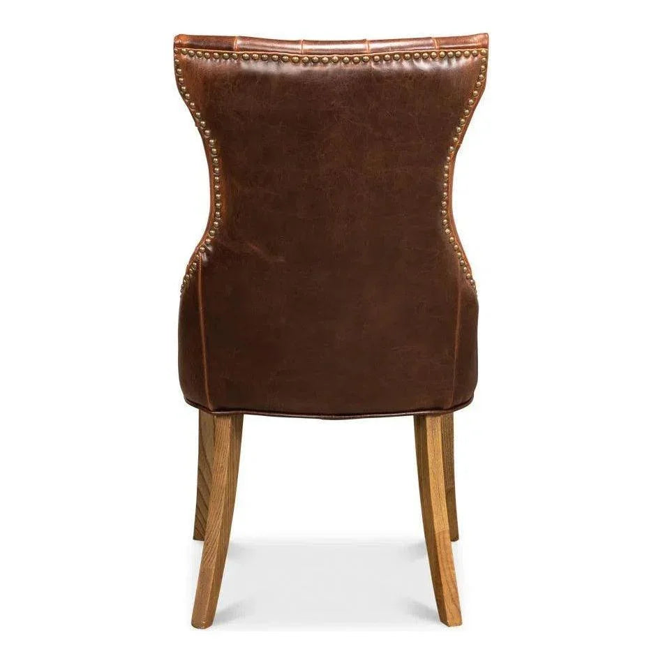 Sophie Leather Armless Dining Chair 2PC - LOOMLAN - Sarreid - Dining Chairs