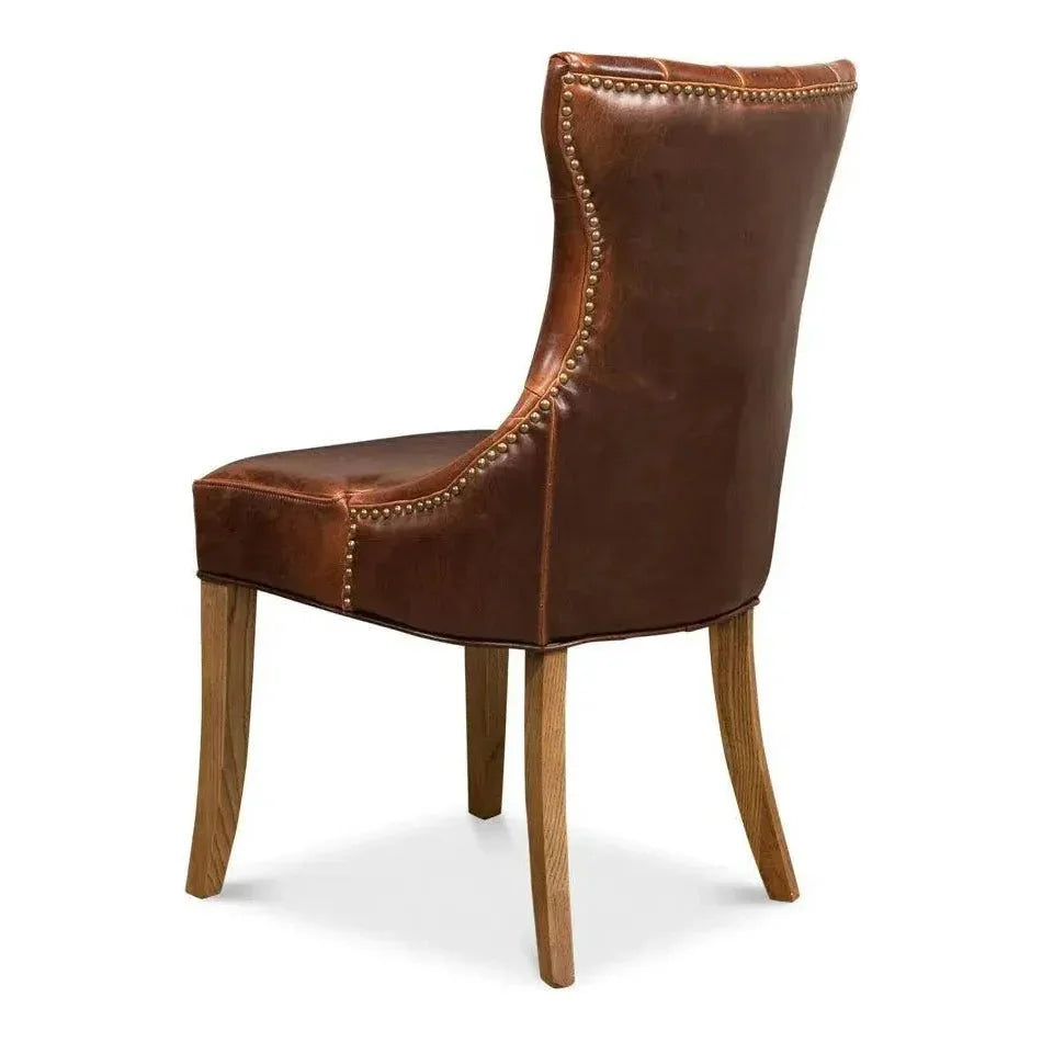 Sophie Leather Armless Dining Chair 2PC - LOOMLAN - Sarreid - Dining Chairs