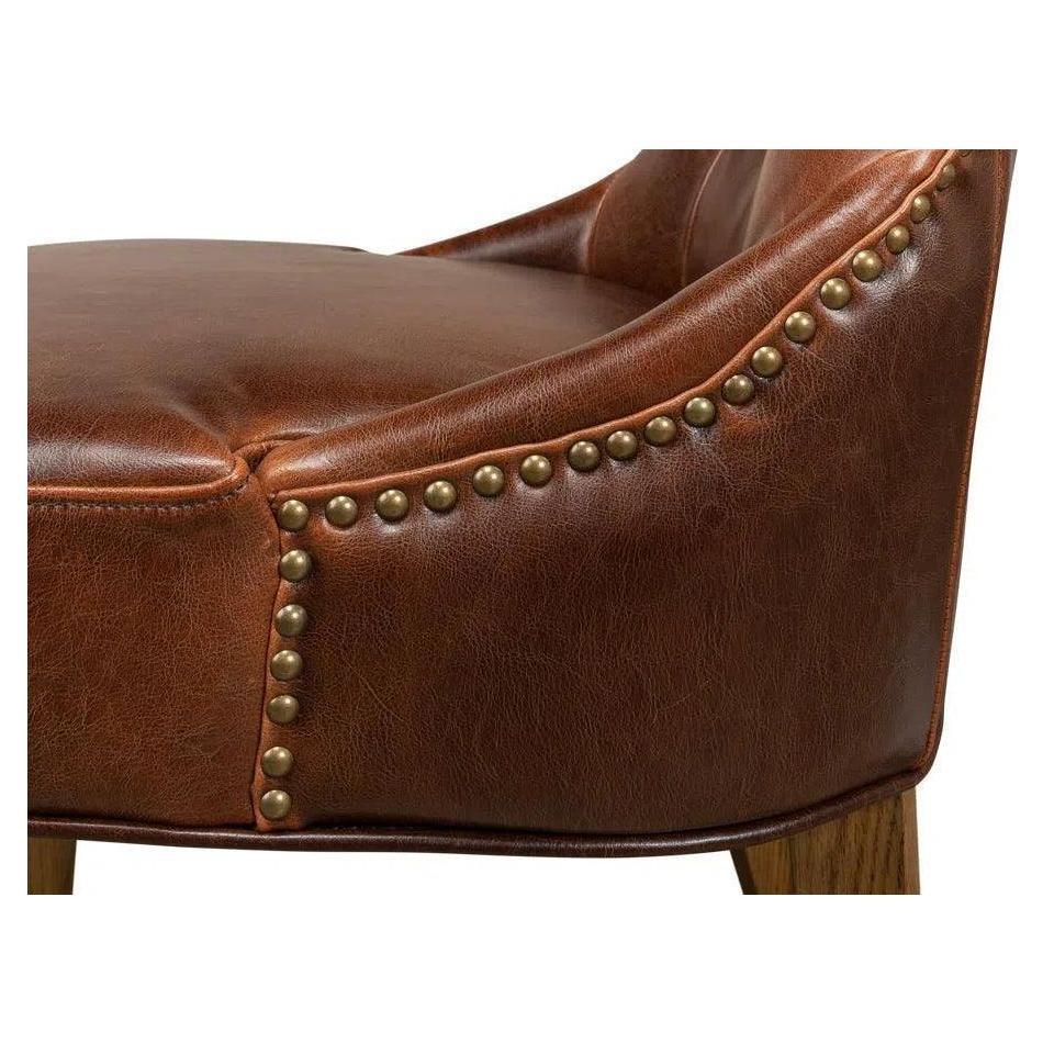 Sophie Leather Armless Dining Chair 2PC - LOOMLAN - Sarreid - Dining Chairs