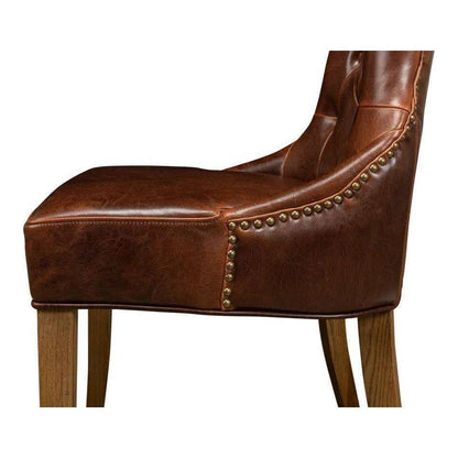 Sophie Leather Armless Dining Chair 2PC - LOOMLAN - Sarreid - Dining Chairs