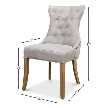 Sophie Leather Armless Dining Chair 2PC - LOOMLAN - Sarreid - Dining Chairs