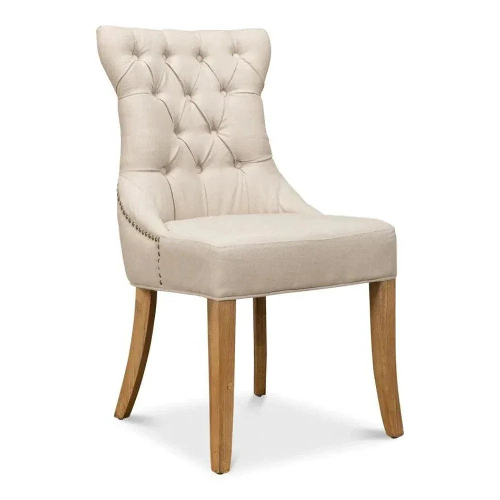 Sophie Leather Armless Dining Chair 2PC - LOOMLAN - Sarreid - Dining Chairs