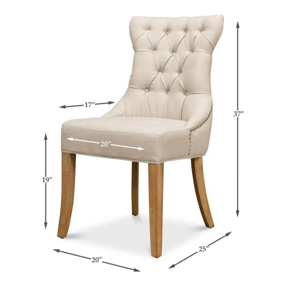 Sophie Leather Armless Dining Chair 2PC - LOOMLAN - Sarreid - Dining Chairs