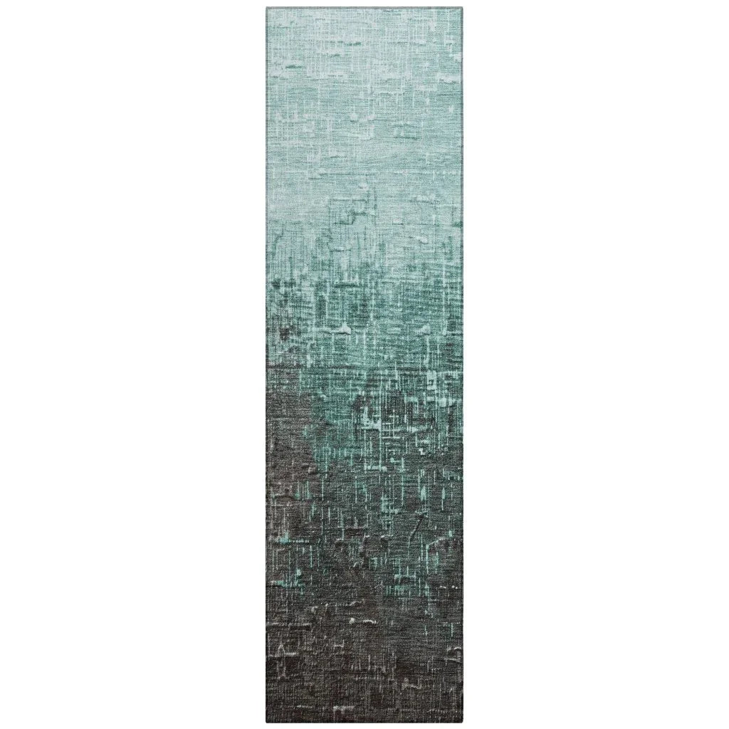 Sorella Teal Washable Indoor-Outdoor Rug-Outdoor Rugs-LOOMLAN Rugs-2'3" x 7'6"-LOOMLAN