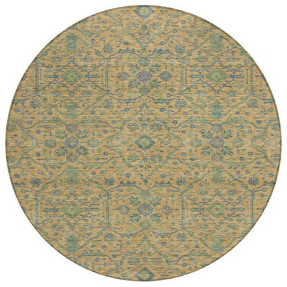 Soren Orange Washable Indoor-Outdoor Rug-Outdoor Rugs-LOOMLAN Rugs-8' x 8'-LOOMLAN