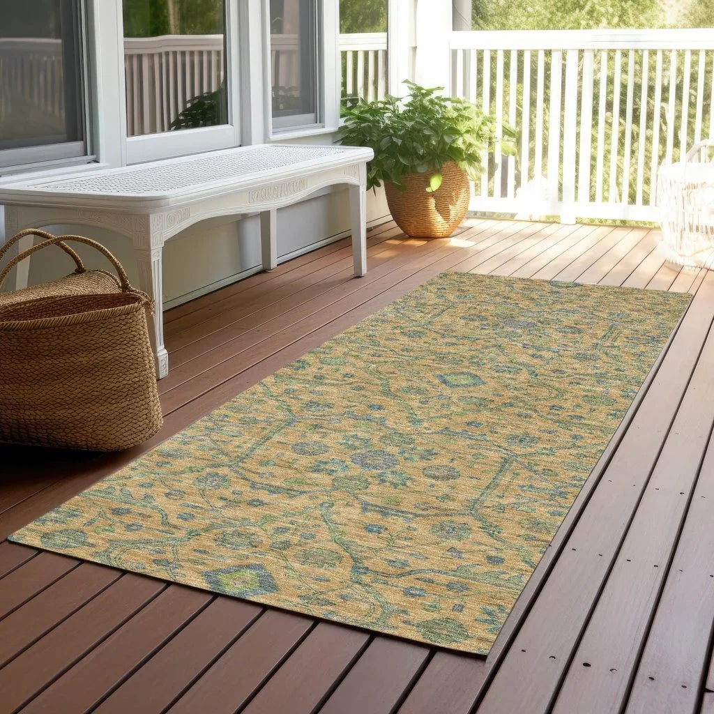 Soren Orange Washable Indoor-Outdoor Rug-Outdoor Rugs-LOOMLAN Rugs-LOOMLAN
