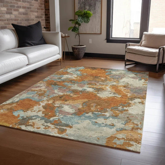 Sorrin Orange Washable Indoor - Outdoor Rug - LOOMLAN - LOOMLAN Rugs - Outdoor Rugs