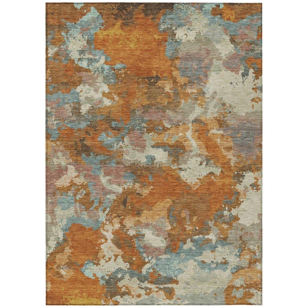 Sorrin Orange Washable Indoor - Outdoor Rug - LOOMLAN - LOOMLAN Rugs - Outdoor Rugs