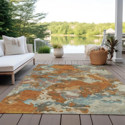 Sorrin Orange Washable Indoor - Outdoor Rug - LOOMLAN - LOOMLAN Rugs - Outdoor Rugs