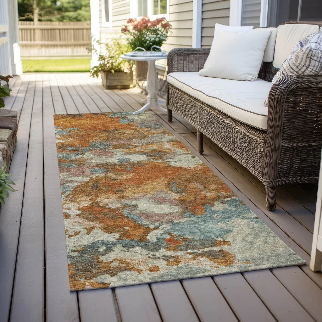 Sorrin Orange Washable Indoor - Outdoor Rug - LOOMLAN - LOOMLAN Rugs - Outdoor Rugs