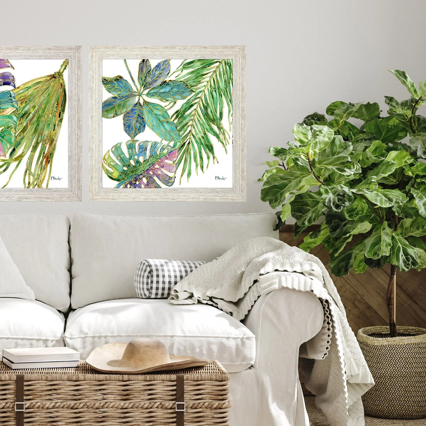 Spectrum Palm Fronds Green Framed Wall Art