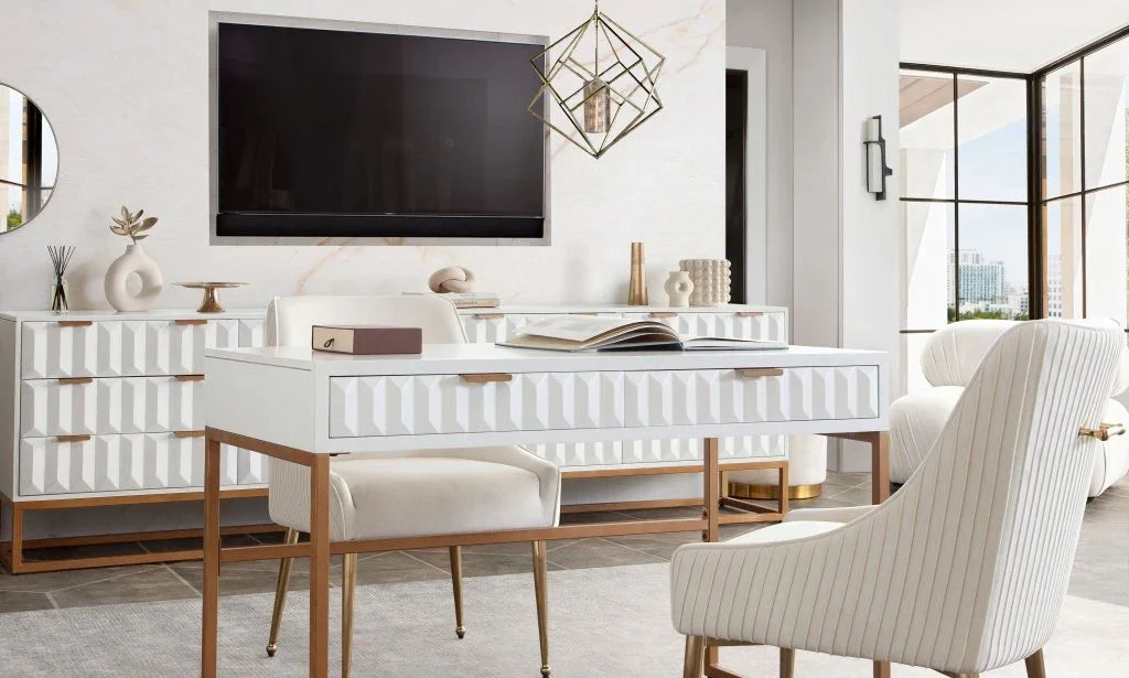 Spectrum Two Drawer Wooden White Desk-Home Office Desks-Diamond Sofa-LOOMLAN