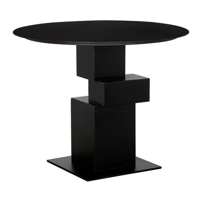 Speer Steel Black Round Dining Table-Dining Tables-Noir-LOOMLAN