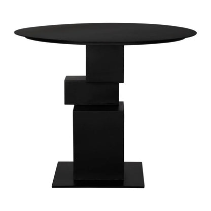 Speer Steel Black Round Dining Table-Dining Tables-Noir-LOOMLAN