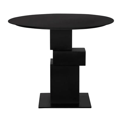 Speer Steel Black Round Dining Table-Dining Tables-Noir-LOOMLAN