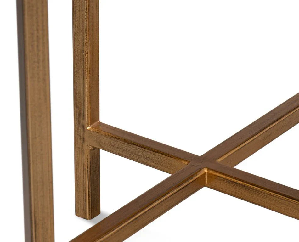 Spence Grey Leather Top Round Side Table - LOOMLAN - Sarreid - Side Tables