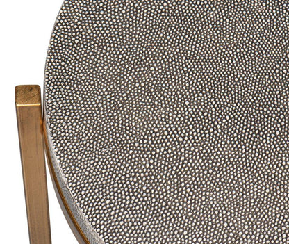 Spence Grey Leather Top Round Side Table - LOOMLAN - Sarreid - Side Tables