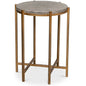 Spence Grey Leather Top Round Side Table - LOOMLAN - Sarreid - Side Tables