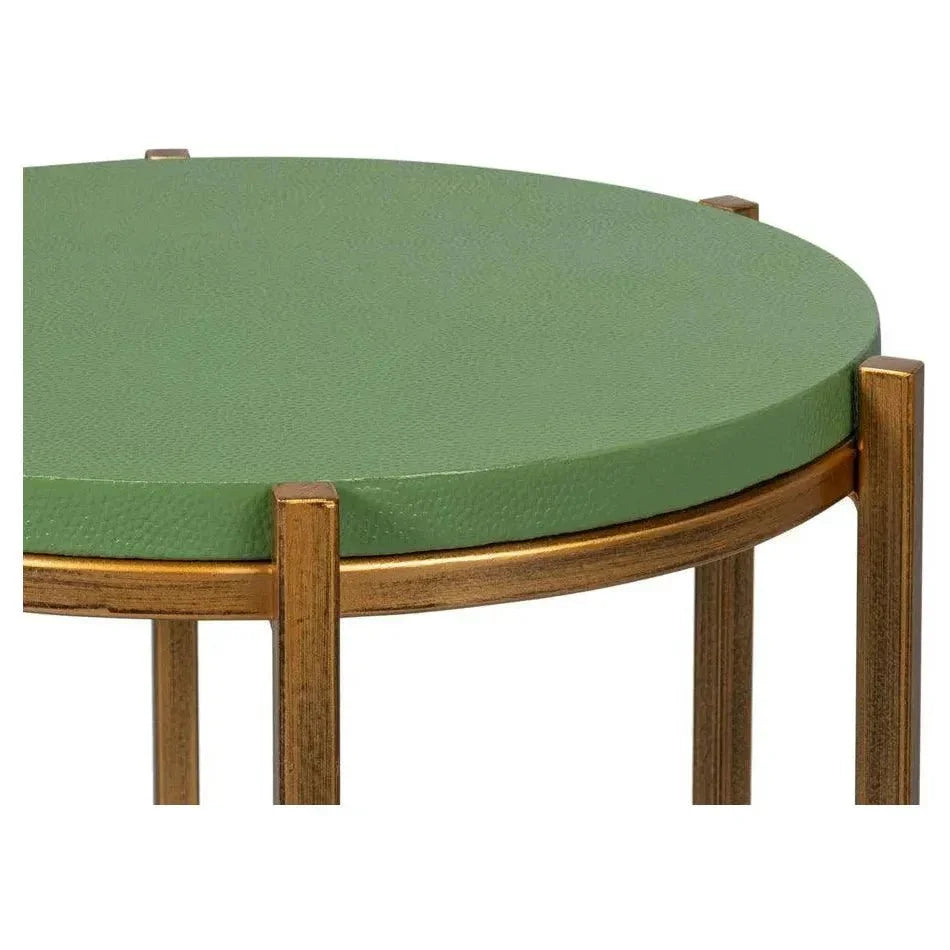 Spence Mdf and Iron Green Round Side Table - LOOMLAN - Sarreid - Side Tables