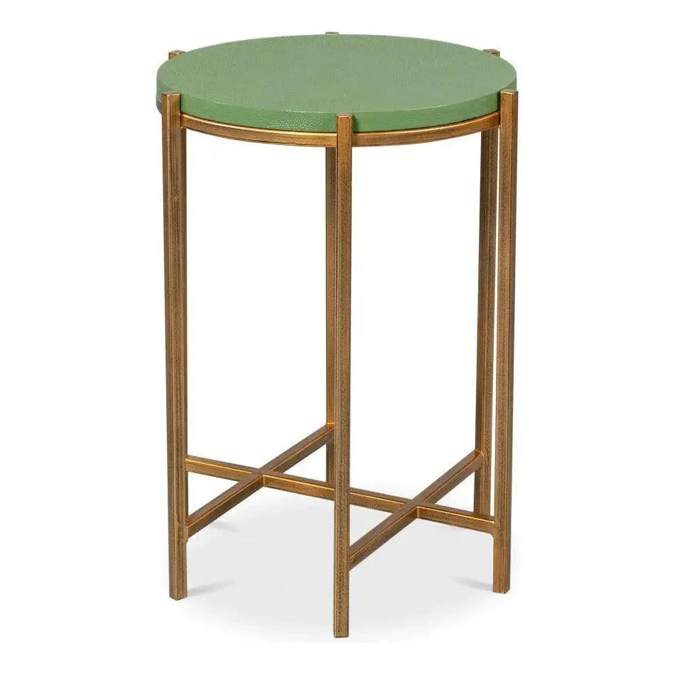 Spence Mdf and Iron Green Round Side Table - LOOMLAN - Sarreid - Side Tables