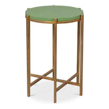 Spence Mdf and Iron Green Round Side Table - LOOMLAN - Sarreid - Side Tables