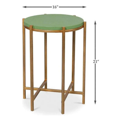 Spence Mdf and Iron Green Round Side Table - LOOMLAN - Sarreid - Side Tables