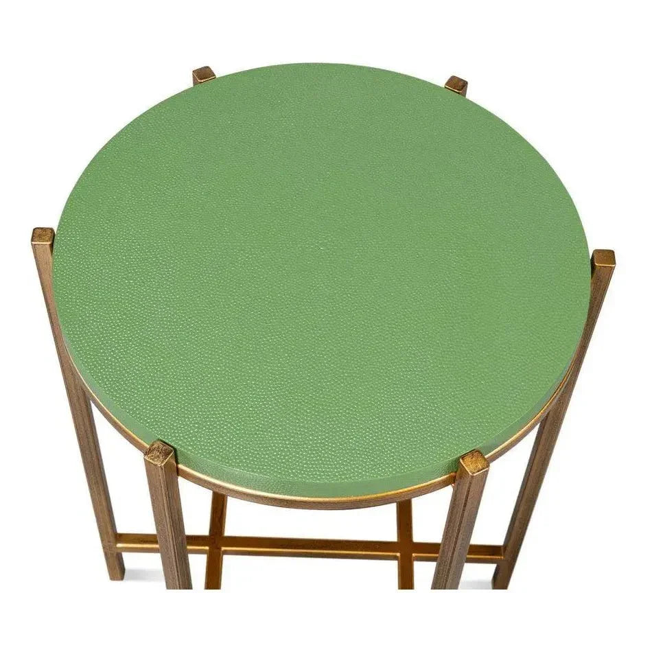 Spence Mdf and Iron Green Round Side Table - LOOMLAN - Sarreid - Side Tables