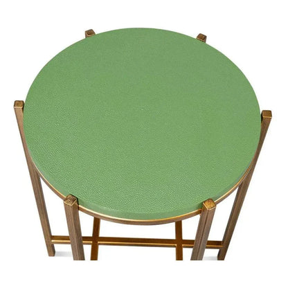 Spence Mdf and Iron Green Round Side Table - LOOMLAN - Sarreid - Side Tables