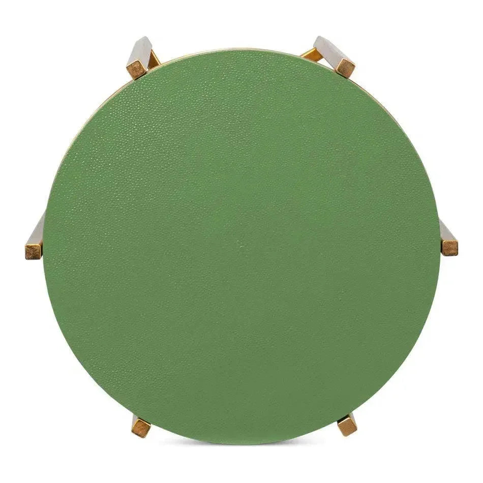 Spence Mdf and Iron Green Round Side Table - LOOMLAN - Sarreid - Side Tables
