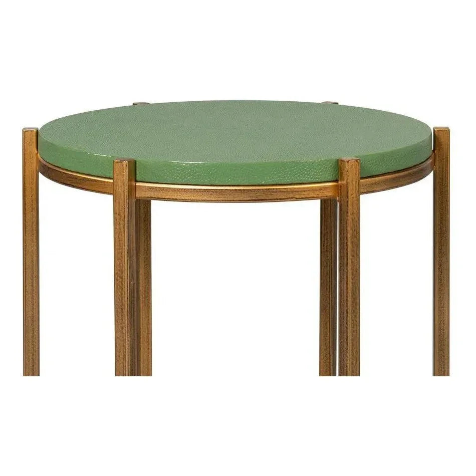 Spence Mdf and Iron Green Round Side Table - LOOMLAN - Sarreid - Side Tables