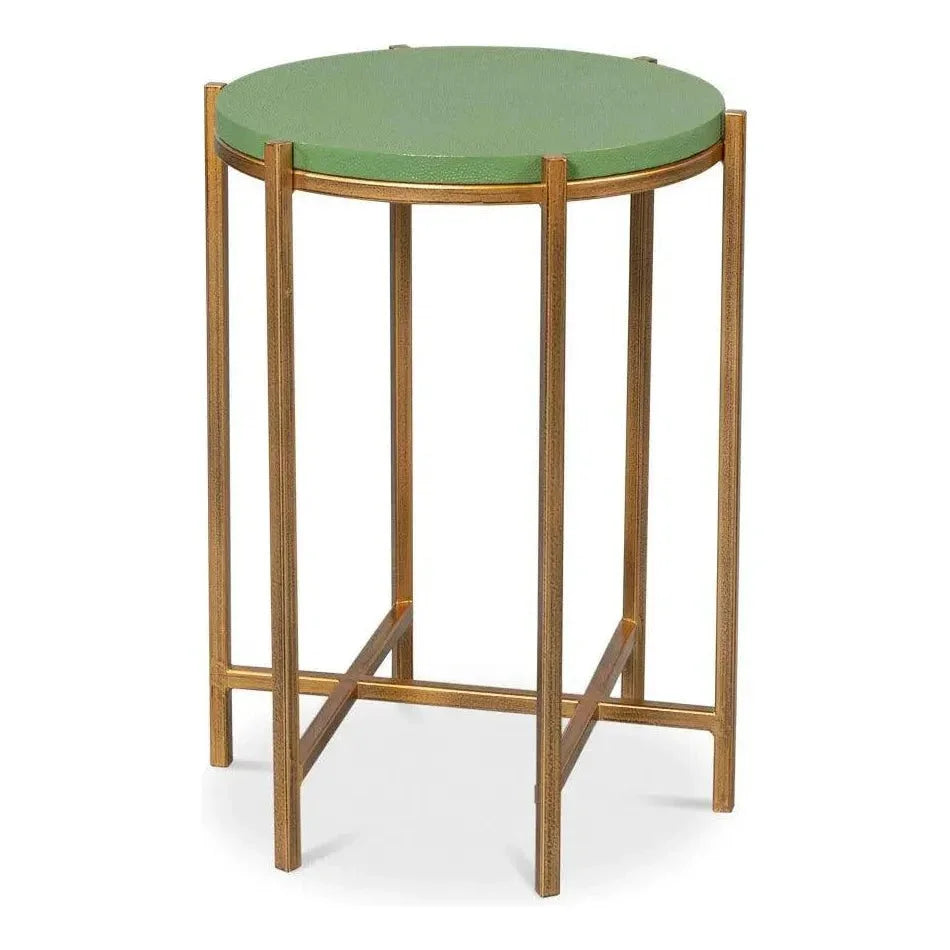Spence Mdf and Iron Green Round Side Table - LOOMLAN - Sarreid - Side Tables